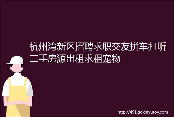 杭州湾新区招聘求职交友拼车打听二手房源出租求租宠物